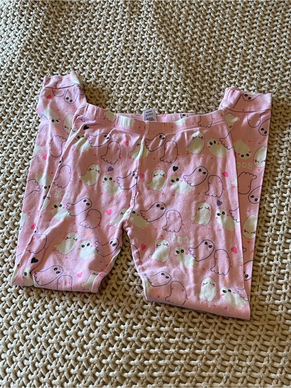 Girls Pink Glow in the Dark Ghost Halloween Pajamas